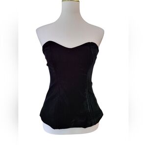 Johnny Wujek JCPenney Black Strapless Velvet Bustier Top Size 7 Y2K Corset Style
